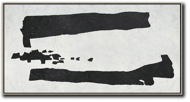 Original Abstract Painting Canvas Art,Oversized Panoramic Minimal Art On Canvas - Decorating A Big Living Room